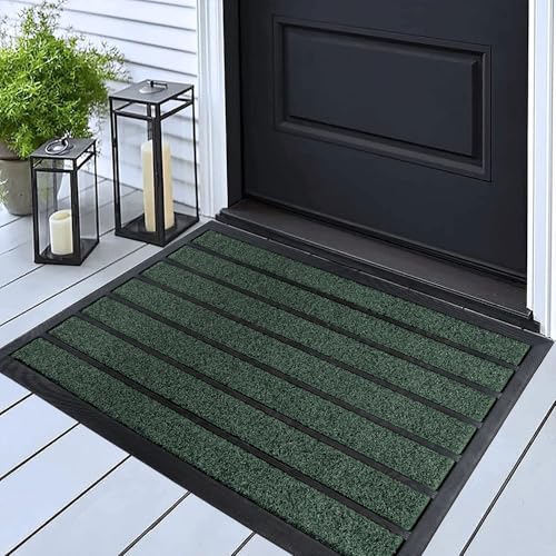 ubdyo Extra Durable Door Mat Outside Entrance (30" x 17", Bright Green) | Dirt Trapping, Non-Slip Backing, Indoor or Outdoor Use, Welcome Mat, Low Profile, Natural Rubber, Stain Fade Resistant - color: Bright Green, size: 30" x 17" (Rectangular)