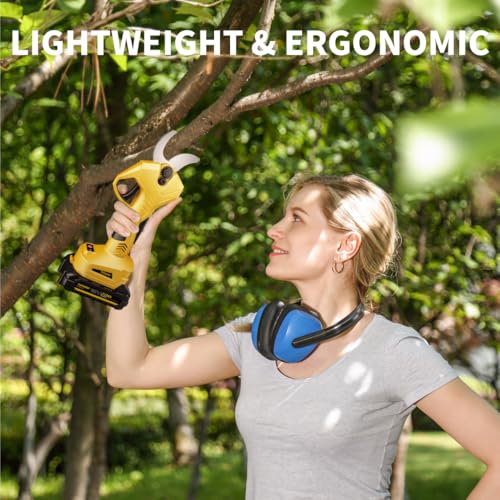 Electric Pruner Shears Pro - Cordless Pruning Shears with 2 Lithium Batteries, SK5 Titanium Blades, 32mm Cutting Diameter, LCD Display, Professional Grade (EPS-Y Pro)