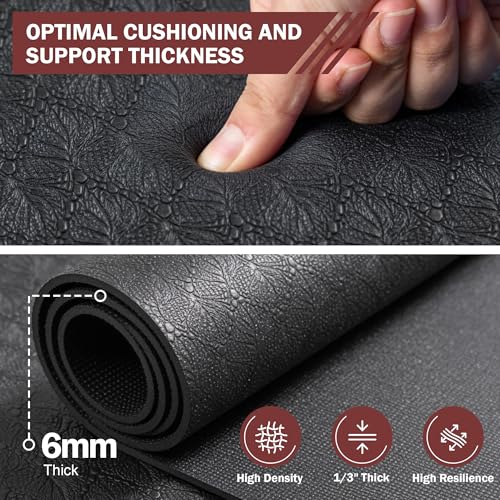 Stepwaver Extra Large Exercise Mat, 6'x4'/ 7'x5'/ 8'x5'/ 9'x5'/10'x5' (6mm) | Non-Slip, Ultra Durable, Shoes-Friendly, High-Density, Thick Workout Mat for Home Gym, Cardio, Jump Rope, MMA, Weights - size: 8'×5'×0.25"