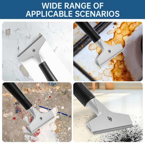 Floor Scraper, 76" Aluminum Adjustable Paint Scraper with 4-inch Razor Blade, Floor Scraper Long Handle Heavy Duty Scrappers for Cleaning Glass Wall Gum Paint Tile Glue Linoleum Carpet