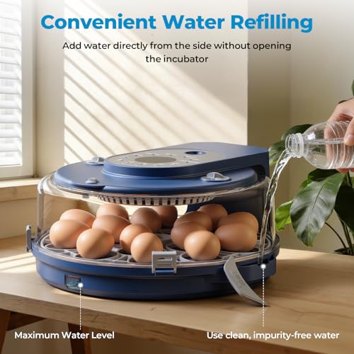 15 Egg Incubator for Hatching Eggs, 5 Preset Incubation Modes + 1 Custom Mode with Adjustable Temperature & Humidity Control, Automatic Egg Turning for Duck, Chicken, Goose, Pigeon & Quail