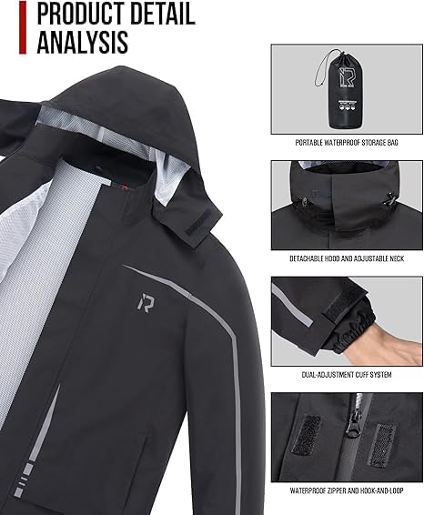 RIDEIRON Motorcycle Rain Gear for Men & Women, Waterproof Rain Suit | 15,000 mm Waterproof Rating, Zippered Leg Openings, Roomy Seat Design, Reflective, Breathable, Fishing, Golf, Hunting - size: 3X-Large