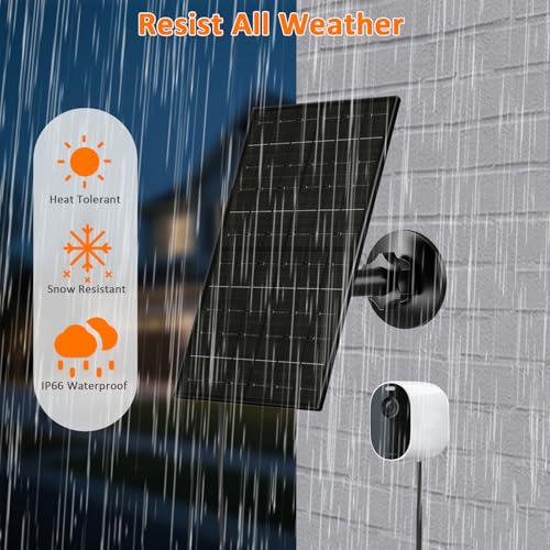 FUTUREZEN 6W Solar Panel Charger for Arlo Essential 2K/XL/Spotlight Cam | USB-C and Micro USB ports, IP66 waterproof, 360° adjustable mount, 7.2ft cable
