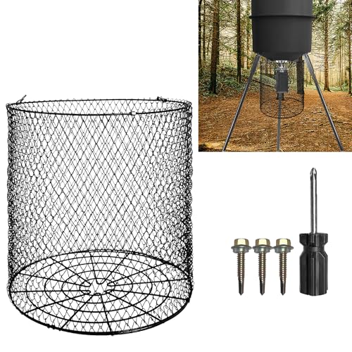 Foldable Deer Feeder Varmint Guard, 13x12 in Stainless Steel Deer Feeder Protective Guards Cage for Outdoor Fores, Keep Raccoon Squirrels Birds Away from Your Feeder
