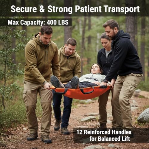 Portable Transport Stretcher with 12 Rubber Handles & Carrying Bag – Dog Stretcher & Gurney, Patient Animal Mover for Emergency Casualty Evacuation, 400lbs Capacity（2Pack Orange） - color: Orange2Pack, size: Two-Pack
