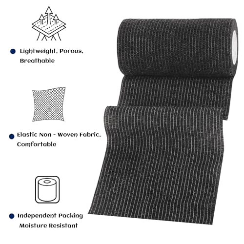 Elastic Self Adhesive Bandage Wrap 4 Inch, Breathable Non Woven Cohesive Bandage, Vet Wrap for Dogs, Ankle Sprains Swelling, Sports Athletic Tape (24 Count Black) - color: 4 Inch-24 Count Black
