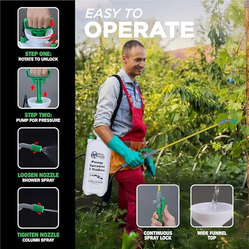 REALWORK 2-Gallon Handheld Tank Sprayer with Easy-Carry Shoulder Strap for Lawn, Garden, Yard, in Translucent White - size: 2 gallon