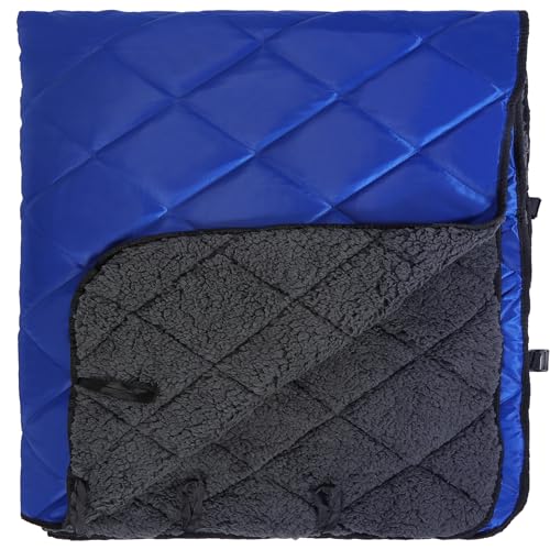 REDCAMP Large Camping Blanket with Sherpa Lining, Blue 79"x79" | Cold Weather Warm Thick Outdoor Blanket Comfy Foldable & Windproof for Camping Stadium,Car,Picnics,Pet,Trip,Machine Washable - color: 79"x 79" Blue