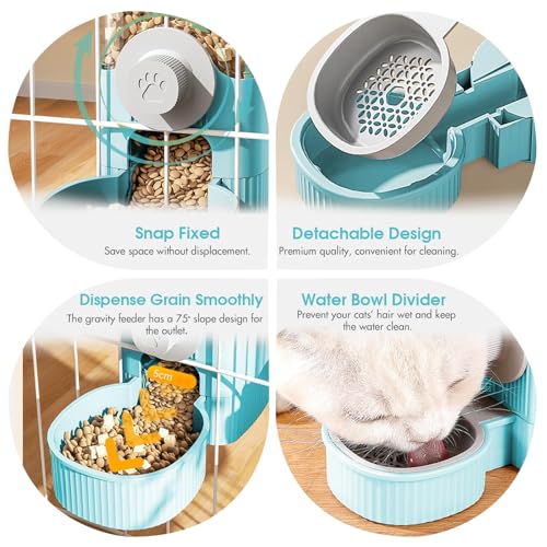 GPY Automatic Hanging Gravity Pet Feeder and Water Dispenser Set | Automatic Rabbit Bunny Feeder and Guinea Pig Water Bottle Water Dispenser for Dogs Cats Pets Animals Large Capacity (Blue) - color: Blue