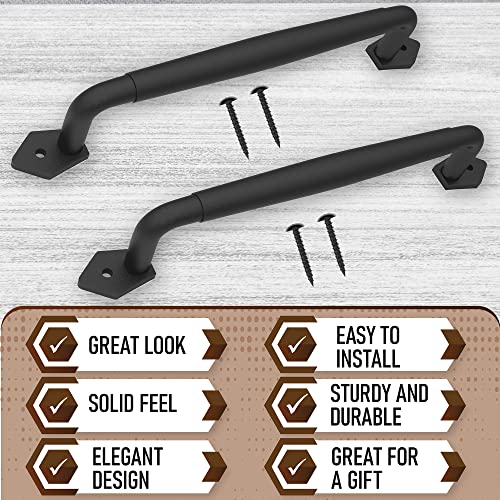 2-Pack 12 Inch Diamond Tapered Barn Door Handle - Black Cast Iron Pull for Sliding Doors, Gates, Sheds, Fences, Closets - Indoor Outdoor Farmhouse Hardware - size: 12" - 2 Pack, style: Diamond Tapered