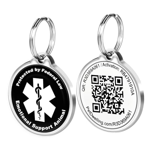 ESA ID Tag with QR Code – Emotional Support Animal Tag for Dogs & Cats, Scan to Contact Owner Instantly, No App Needed, Free Pet Profile - color: Black