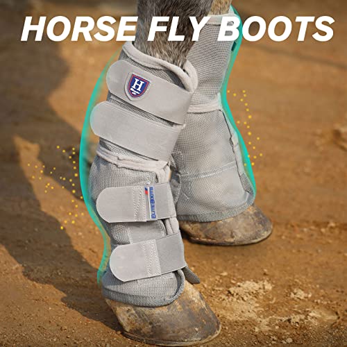 Harrison Howard Horse Leg Guard Stomp Reduction Hook and Loop Closures Rubbing Prevention - color: Silver Grey, size: Arab Medium (Pack of 4)