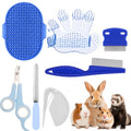 Rabbit Grooming Kit, 7-Piece Bunny Brush and Nail Care, Blue | 7 tools for loose fur, combing, light tangles and nail care; for rabbits, guinea pigs, hamsters and ferrets - color: Blue