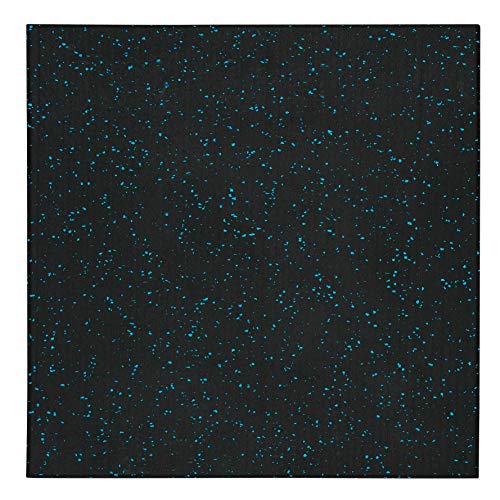 Genaflex Pro Heavy Duty Thick Rubber Gym Floor Tiles High Density Shock Absorbent Laminated Deadlift Mats - 1" Thick X 20" W X 20" L - 2.7 Sq. Ft. (Light Blue/Black, 1 Tile - 2.7 Sq. Ft.) - color: Light Blue/Black
