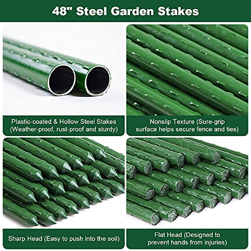 Garden Fencing, Plastic Fence Roll, Temporary Fence, Snow Fence, 3.3 x 100 FT Animal Barrier Fencing with Stakes