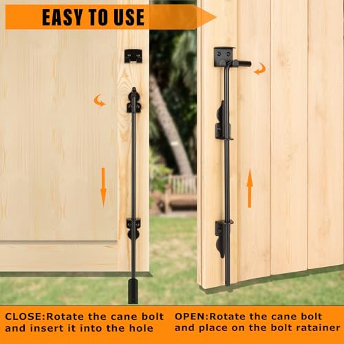 12" Heavy Duty Cane Bolt Gate Drop Rod-Steel Gate Ground Latch Designed for Wood Metal Vinyl Gates or Double Doors Fence Applications - size: 12 Inch-1 Pack