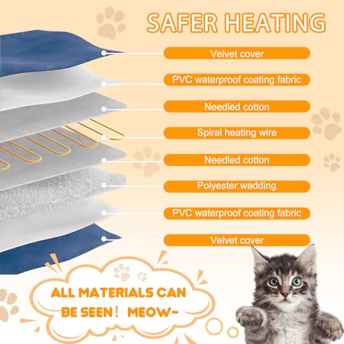 Dog Heating Pad Outdoor 28×18in with Adjustable 9 Temp Setting & Timer | Heated Dog Bed Indoor for Cats, Warming Waterproof, Chew Resistant Cord, Replacement Cover for Puppy Kitten
