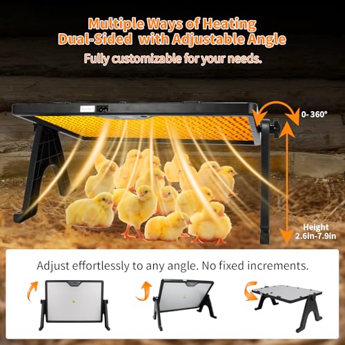 180W Radiant Chicken Coop Heater Energy-Efficient Winter Heating, Safer Alternative to Brooder Lamps, Heater with 2 Heating Plates for Chick Kitten Puppy Pets Animals - color: Black