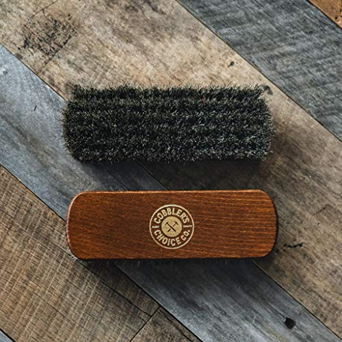 Cobbler's Choice Horsehair Shoe Brush - Premium Shoe Shine & Polish Brush | Horsehair Brush for Shoes & Boots - Buffs, Shines & Cleans Leather with a Concave Beech Wood Handle for a Comfortable Grip - color: Brown