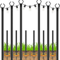 LETIANPAI 10Ft String Light Poles 6 Pack,Light Poles for Outside Lights,Outdoor with Fence Brackets Hanging Lights,Metal Stand Deck Patio Backyard - size: 6 Pack 10FT