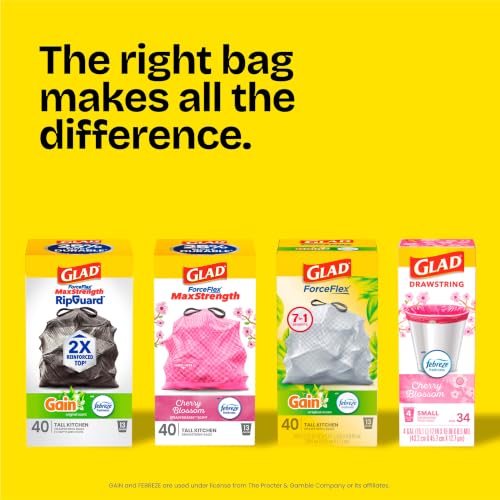 Glad ForceFlex Tall Kitchen Trash Bags, 13 Gallon, Gain Lavender, 40 Count (Package May Vary) - size: 40 Count (Pack of 1)