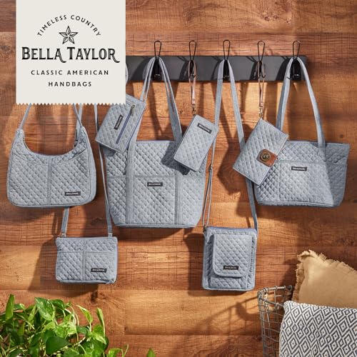 Bella Taylor Large Tote, Quilted Shoulder Bag for Women | Lightweight, 6-pocket large quilted purse, machine washable, zippered top, ultimate organization, durable construction - color: Blue Chambray