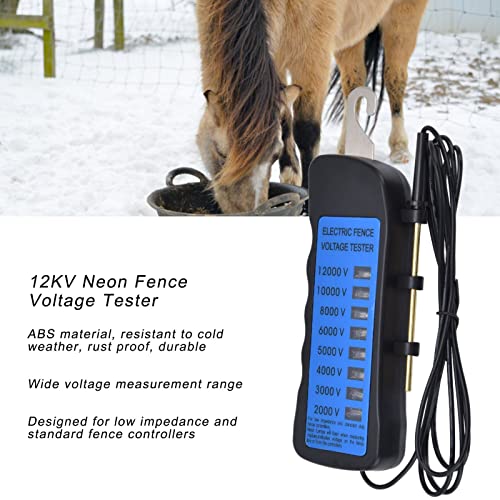12KV Voltage Tester,Neon Fence Voltage Tester,Electric Fence Tester, 2000 to 12000V 8 Neon Indicator Lights, Fence Tester for Farms