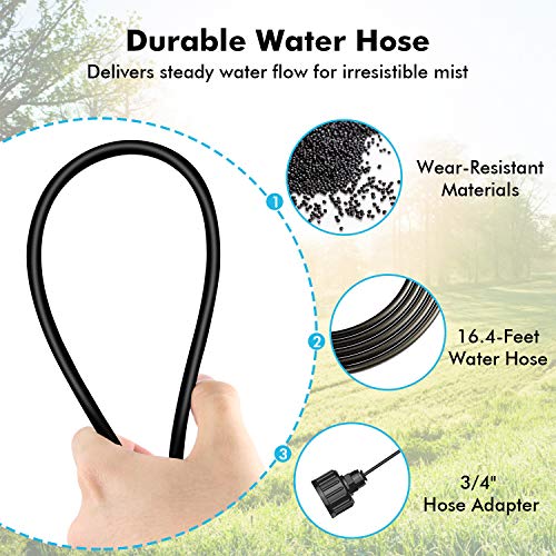 DR.PREPARE Outdoor Misting Fan Kit, 16.4ft Mist Hose Mister Fan, Water Misters for Cooling for Patio backyard, Portable Misting System, Independent Valve for Control