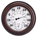 Indoor Outdoor Thermometer Hygrometer - 8" Bronze Steel Wall Thermometer Hygrometer for Patio, Wall or Decorative, No Battery Needed Hanging Thermometer