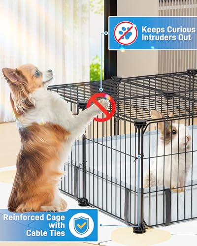 BUCATSTATE Guinea Pig Cages for 2, 20 Panels Guinea Pigs Playpen with Waterproof Mat, Metal Rabbit Cage Indoor for Hedgehogs, Quail, Chickens (56" L x 24" W x 12" H) - style: 20 Panels-56"x24"x12" (LxWxH)