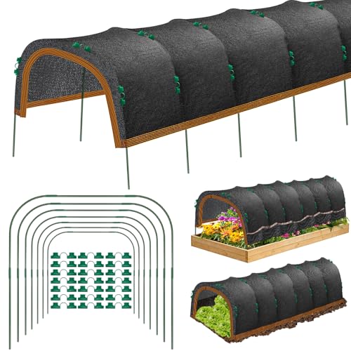 KJX 118"x79" Garden Shade Kit, 70% Garden Sun Shade Cloth with Hoops | Garden Shade Kit for Plants Heat Protection, Raised Garden Bed Shade Cover Plant Sun Shade for Outdoor Plants Vegetables - size: 118"x79" Shade Cloth-1 Pack