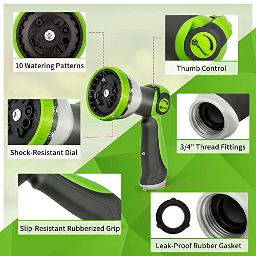 AUTOMAN Garden Hose Nozzle - 2 Pack, Thumb Control Sprayer, Slip-Resistant Water Nozzle, Extra 4 Washers, for Watering Plants Lawn & Garden, Cleaning, Washing Car, Showering Pets - color: Lawngreen X2