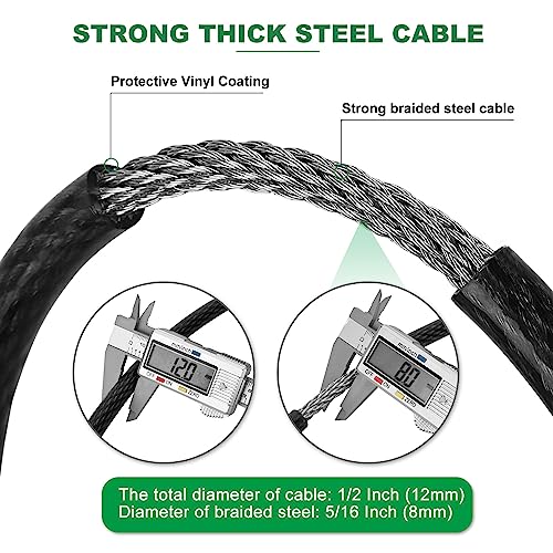 15 ft x 1/2" Heavy Duty Cut-Proof Security Cable, Kayaking & Outdoor Equipment - size: 15FT