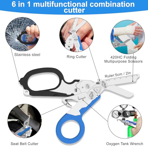6-in-1 Heavy-Duty Emergency trauma shears (blue black) - color: Blue Black