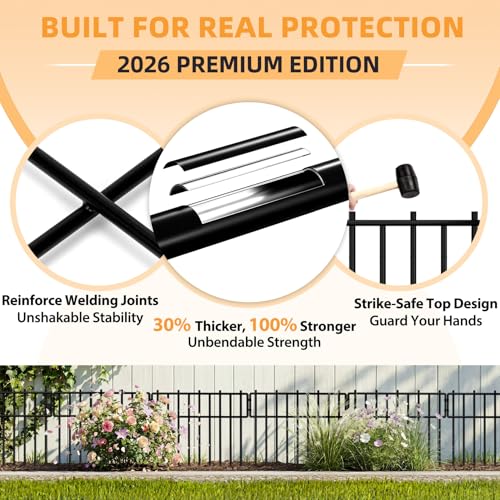 Heavy-Duty Garden Animal Barrier Fence - 3.75mm Thick, 1.2" Small Gap, 10 Pack Rustproof No Dig Panels for Yard, Garden, Dogs, Cats, Rabbits, Flower Beds,Patio, Deck, Vegetable Beds, Outdoor Enclosure - size: 10.83 ft(L) X 13 in(H), 10 Pack