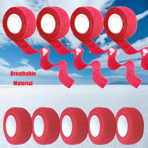 12 Pack Self Adhesive Wrap Bandage - Vet Wrap for Pets, Stretch Self-Adherent Cohesive Tape Breathable Athletic Tape Rolls (1 Inches x 5 Yards Each, Red) - color: Red