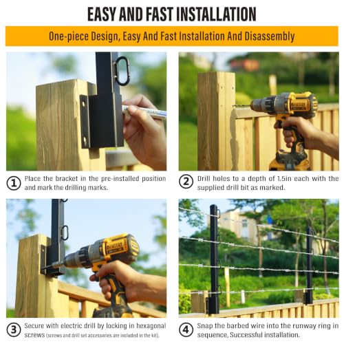 Fence Post Extender, 23.5" Fence Barbed Wire Extend Arm，for Outdoor Fences to Increase Height, Protect Privacy and Pets Jumping Off (8, 23.5in) - size: 23.5in