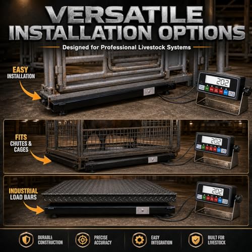Livestock Weigh Beam Scale 10000lb Capacity with PS-IN202 Indicator, Heavy Duty Livestock Scale for Cattle, Hogs, Goats, Sheep, Chutes, Alleys, and Cage Weighing(36") - size: 36"