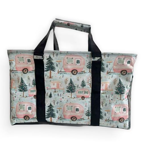 Large Collapsible Tote - color: Pink Campers