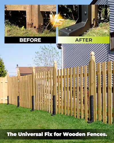 SakerNeo 32" Heavy Duty Steel Fence Post Repair Kit for Leaning Broken Post | Fence Post stabilizer Includes Screws & Tool, Post Anchor Stabilizer, 2 pcs, Easy Installation, Rust-Resistant Coating - style: 2 pcs
