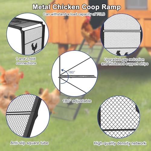 Metal Chicken Coop Ramp 39" L, Ladder Length Adjustable for Henhouse | Heavy Duty Coop Ramp for Feet Problem or Cannot Fly Chickens, Waterproof, Non-Slip, Rustproof, Sturdy and Easy to Clean - size: 38.98*11 inch