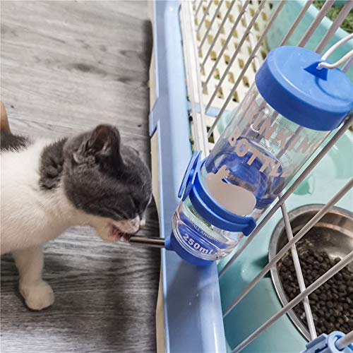 Depets 2PCS 8.45 oz No Drip Small Animal Water Bottle, Cage Water Bottles | Plastic, for Small Pet/Guinea Pig/Hamster/Bunny/Ferret/Rabbit, Hanging Wire & Buckle Included, Easy to Install, Yellow & Blue