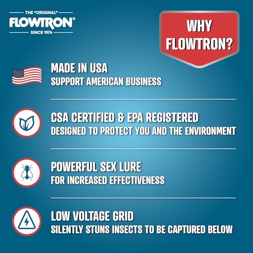 Flowtron Indoor Fly Stun Unit, 80W UV, Pheromone Lure, 1200 Sq Ft | Wall-mount fly trap for restaurants, barns, and kitchens; sticky board catches insects with no sound or smell.