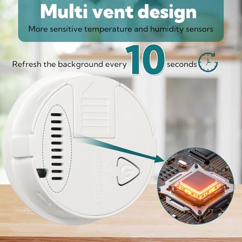 4-Pack Mini Hygrometer Thermometer Digital Humidity Meter Indoor/Outdoor Humidity Monitor with Temperature Sensor for Reptile Terrariums, Jars - Fahrenheit/Celsius White