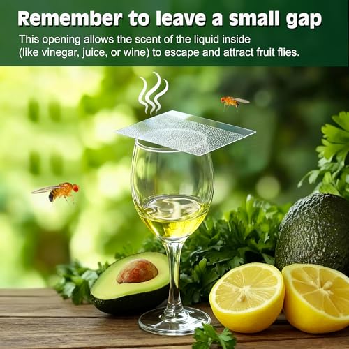 LFSYS Fruit Fly Traps for Indoors – 25 Pack DIY Cup Cover Adhesive Cards for Fruit Fly – Clear, Mess-Free, Indoor Use