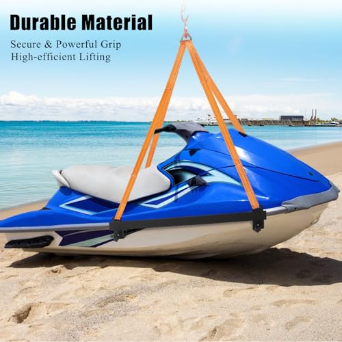 1600 LB Capacity Watercraft Lift Sling, Heavy-Duty Polyester Straps with Rubber Coated Steel Bars for Lifting Jet Ski, PWC & Personal Watercraft