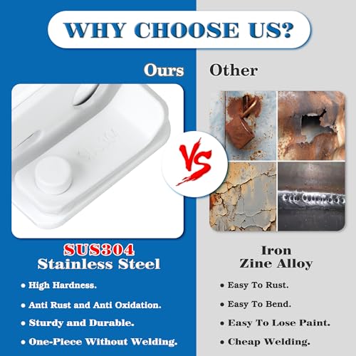 Alise Flip Latch Door Latch Heavy Duty Gate Latch Barn Door Lock,White | SUS 304 Stainless Steel Door Latch Lock for Wooden Fence Shed Barn Chicken Dog Cage Window Cabinet Backyard Garage - color: White, size: Small Size (SUS304 SS)