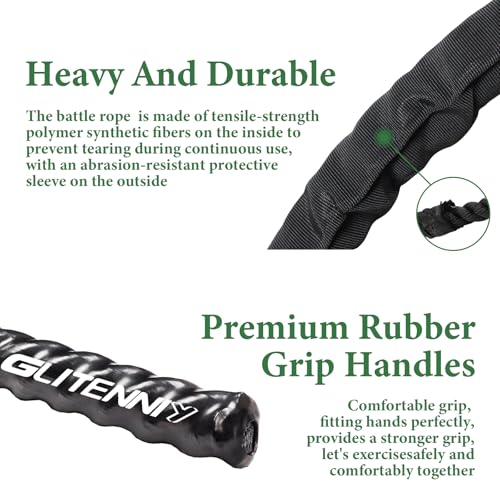 Battle Ropes Black Workout Rope 1 inch Battle Ropes for Home Gym 30ft Exercise Ropes for Working Out Heavy Ropes for Exercise Training Weighted Rope Weighted Workout Rope Battle Rope - style: 1 inch black