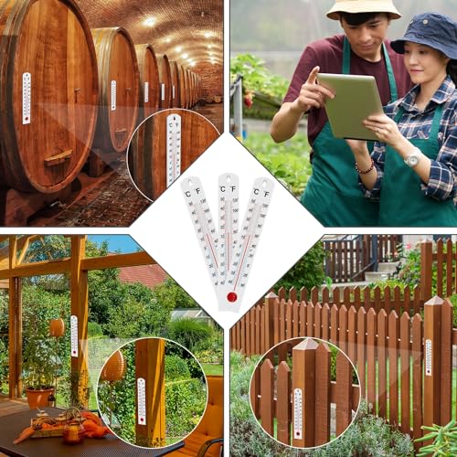 Frienda 3 Pcs Wall Thermometer Indoor Large Outdoor Thermometers for Patio Double Scales Thermometer for Temperature Home Pool Office Warehouse Greenhouse Garden (Fresh, Plastic) - color: Fresh, size: Plastic