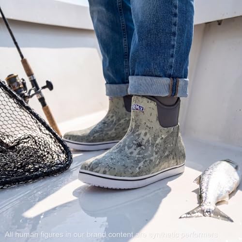 SUREWAY Men's Deck Boots Non-Slip Fishing & Ankle Boating Boot | Waterproof Rain Boots, Lightweight Neoprene Rubber Deck Boots - color: All Harbomist, size: 10